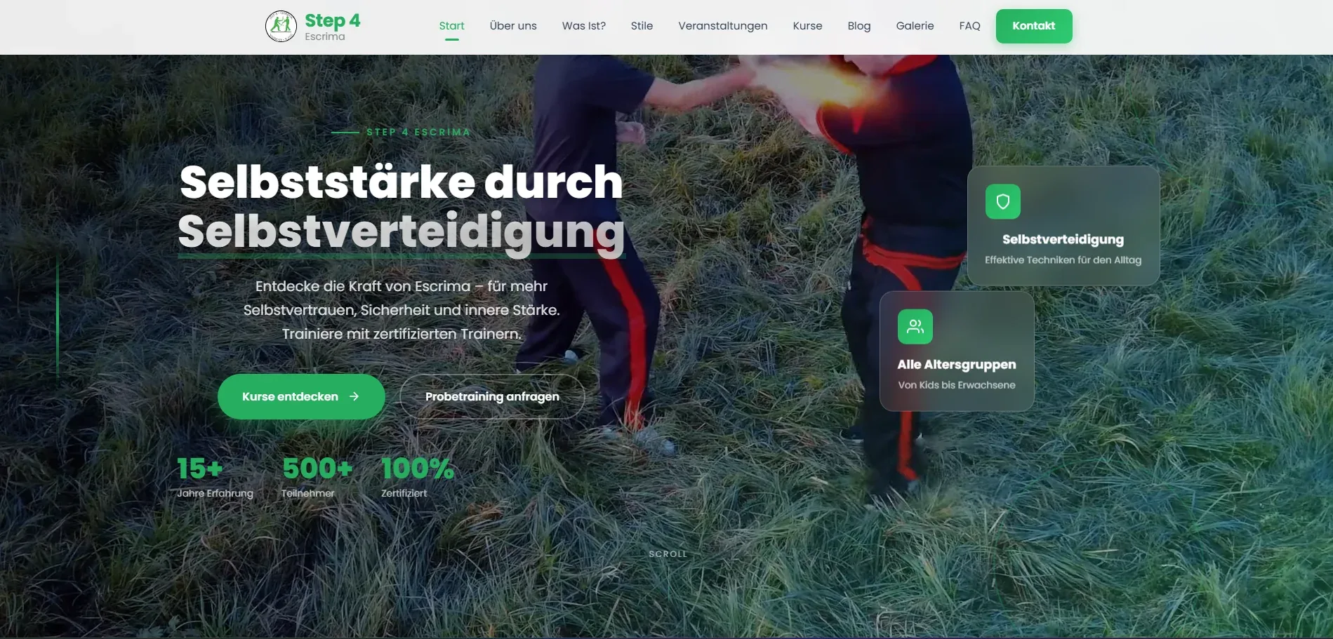 Step 4 Escrima Website - Responsive Design und Gallery